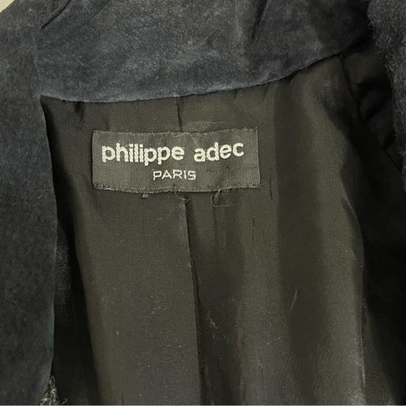 Adec by Phillipe Adec Sz M Black Gray 100% Wool Drop Shoulder Tweed Blazer #4083 - Picture 3 of 9